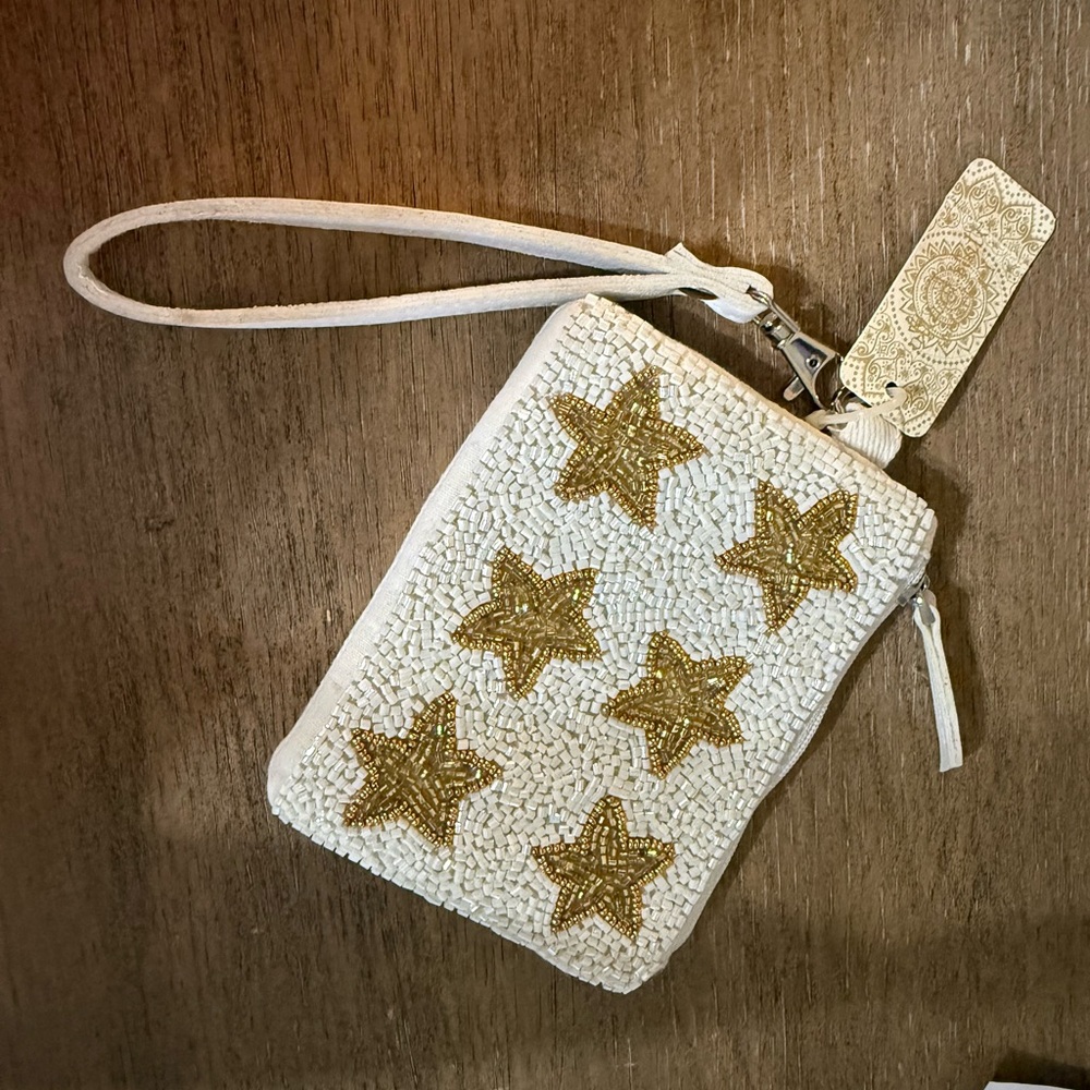 Altar'd State Gold Star Beaded Wristlet